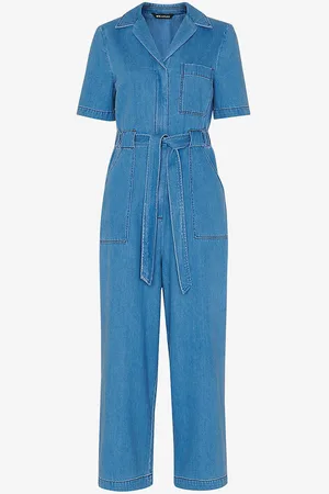 Whistles Ciara Open-collar Elasticated-back Cotton Jumpsuit