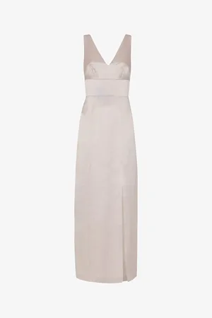 Whistles Charlotte Leg-split Satin Maxi Dress