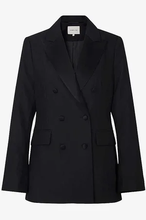 By Malina Double-breasted Peak-lapel Wool-blend Blazer