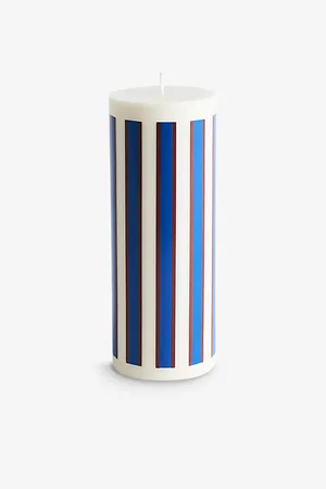 Hay Check-pattern Large Wax Column Candle 25cm