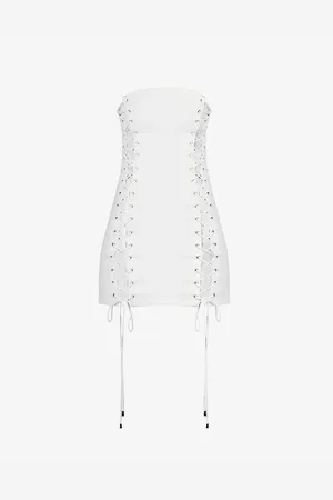Amy Lynn Lace-up Stretch-woven Blend Mini Dress