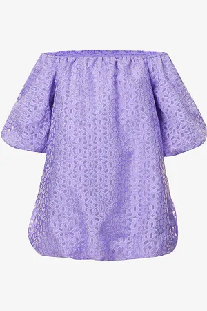 Amy Lynn Floral-embroidered Puffed-hem Woven Mini Dress