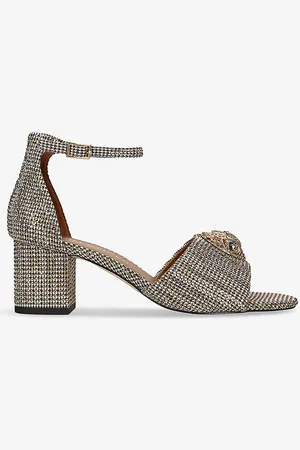 Kurt Geiger Kensington Houndstooth Block-heel Woven Sandals