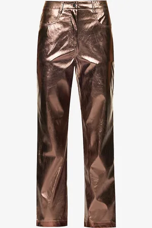 Amy Lynn Straight-leg Mid-rise Faux-leather Trousers