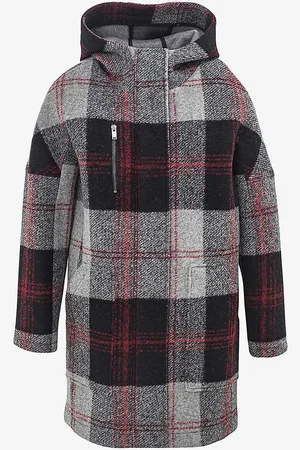 IKKS Checked Hooded Woven Coat