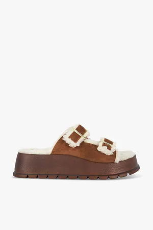Dune Lazio Buckled Shearling-lined Suede Sandals