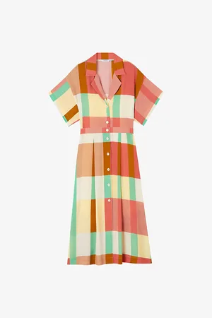 LK Bennett Izzy Check-print Belted Woven Midi Dress