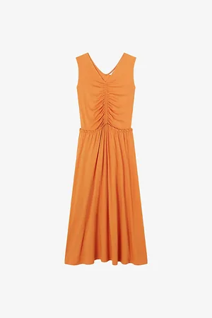 LK Bennett Claud Ruched Cotton-jersey Midi Dress