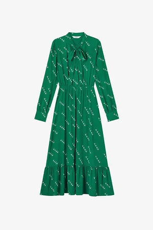 LK Bennett Bridget Graphic-print Elasticated-waist Woven Midi Dress