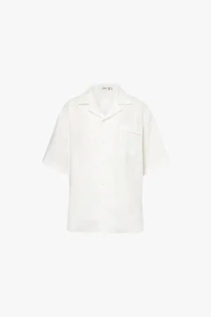 The Pangaia Camp-collar Logo-print Linen Shirt