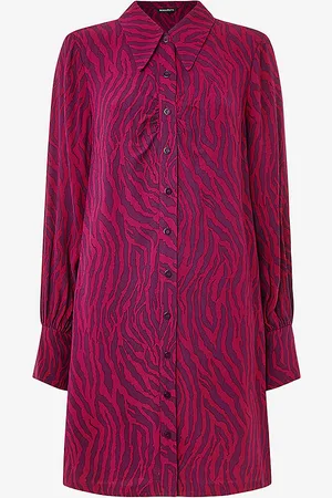 Whistles Zebra-print Collared Woven Mini Dress