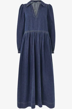 Whistles Rina Collared Denim Midi Dress