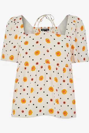 Whistles Flower Diamond Floral-print Tie-detail Woven Top