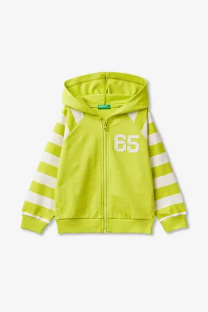 Benetton Brand-appliquéd Striped-sleeve Cotton-jersey Hoody 18 Months - 6 Years