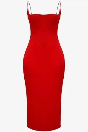 House Of Cb Anais Slim-fit Satin Midi Dress