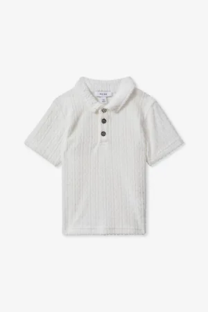 Reiss Iggy Short-sleeved Textured Cotton-blend Polo