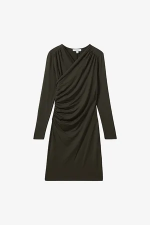 Reiss Lisa Ruched Long-sleeved Jersey Mini Dress