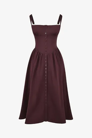 House Of Cb Tatiana Button-front Cotton-blend Midi Dress