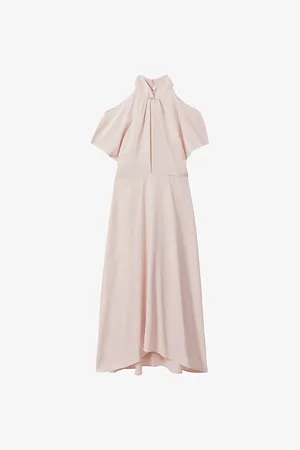 Reiss Andressa Twist-neck Cut-out Stretch-woven Midi Dress