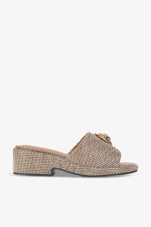 Kurt Geiger Kensington Eagle-head Woven Flatform Mules