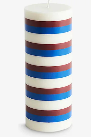 Hay Check-pattern Medium Wax Column Candle 20cm