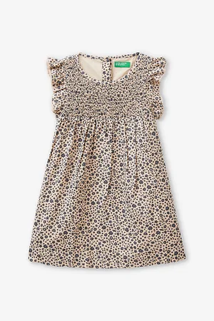 Benetton Floral-print Frill-sleeve Woven Dress 18 Months - 6 Years