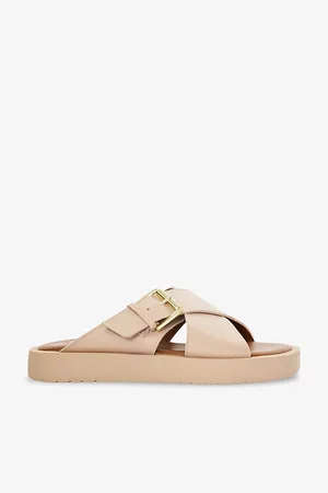 Dune Liquorice Buckle-embellished Leather Sandals