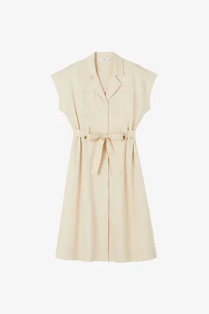 LK Bennett Ivy Patch-pocket Belted-waist Organic-cotton Midi Dress