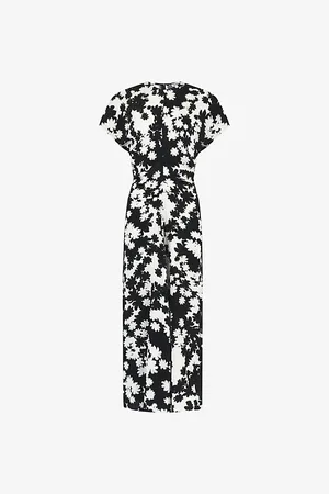 Ro&Zo Floral-print Flutter-sleeve Crepe Midi Dress