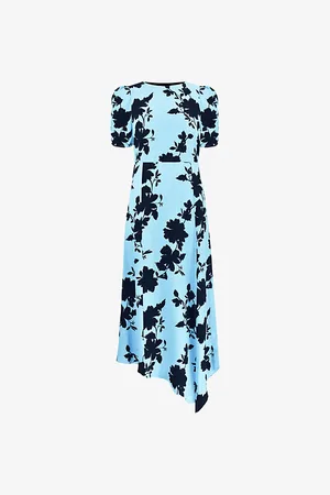 Ro&Zo Luna Shadow Floral-print Crepe Midi Dress