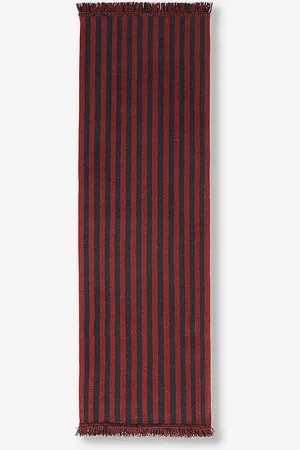 Hay Stripes and Fringed Wool Cotton-blend Rug 200cm X 60cm