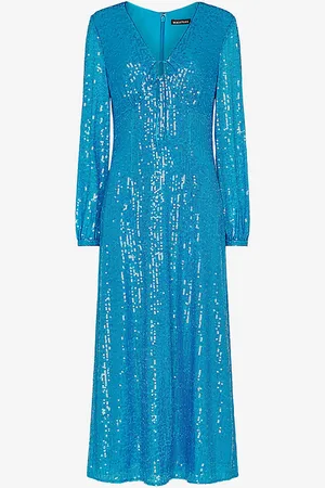 Whistles Sequin-embellished Keyhole-detail Stretch-recycled Polyester Midi Dress