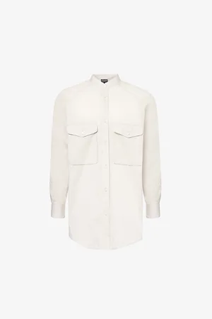Emporio Armani Curved-hem Regular-fit Cotton-poplin Shirt