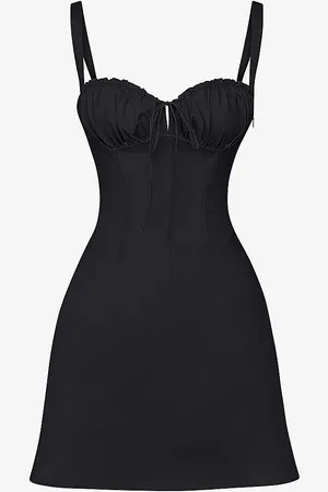 House Of Cb Carlotta Fitted-bodice Square-neck Stretch-cotton Mini Dress