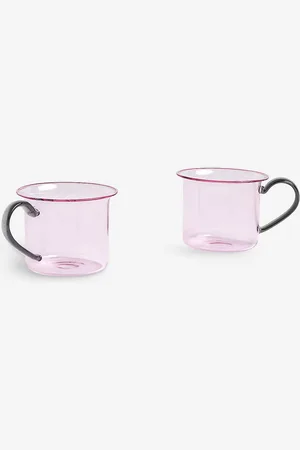 Hay Tinted Round-handle Borosilicate-glass Mugs Set of Two