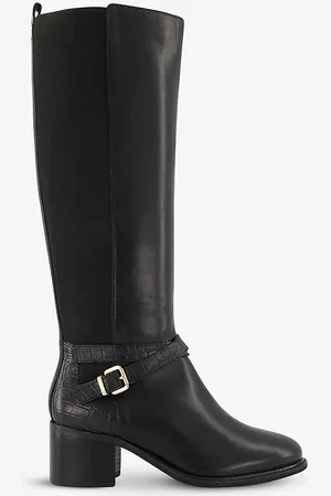 Dune Tildings Croc-effect Knee-high Leather Riding Boots