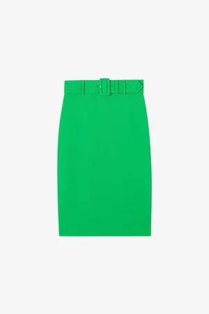 LK Bennett Tabitha Belted-waist High-rise Crepe Pencil Skirt