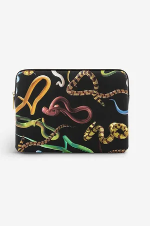 SELETTI Wears Toilerpaper Snake-print 13” Canvas Laptop Case 34cm X 25cm