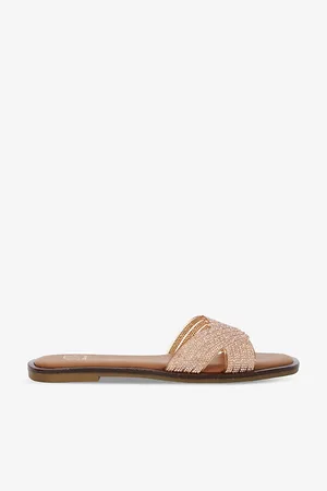 Dune Lexxo Diamante-embellished Flat Faux-leather Sandals