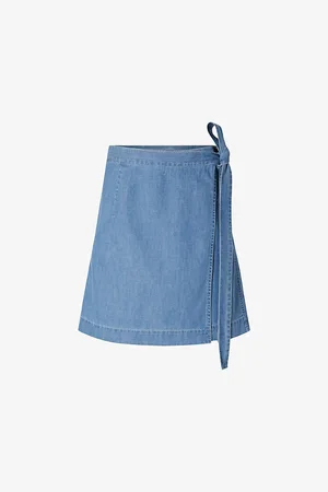 Soeur Aime High-rise Self-tie Denim Mini Skirt