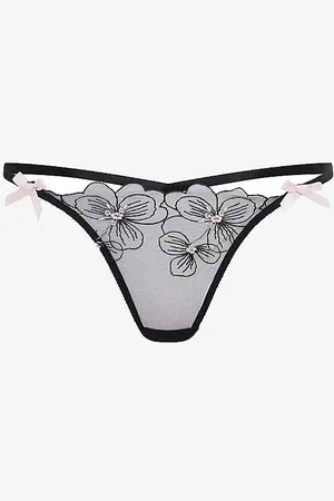 Agent Provocateur Anie Sequin-embellished Floral-lace Tulle Thong