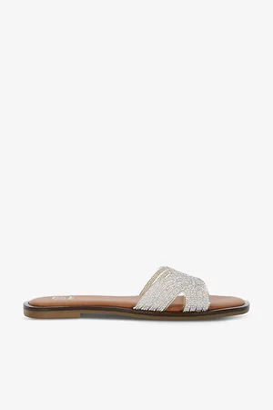 Dune Lexxo Diamante-embellished Flat Faux-leather Sandals