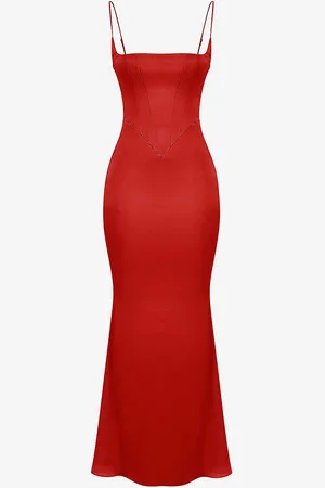 House Of Cb Olivette Corset Satin Maxi Dress
