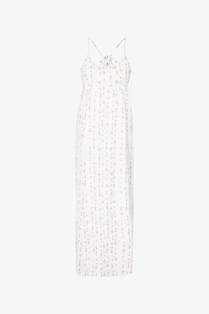 ASPIGA Lenu Metallic-print Cotton Maxi Dress