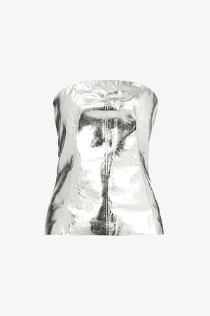 Amy Lynn Bandeau Metallic Faux-leather Top
