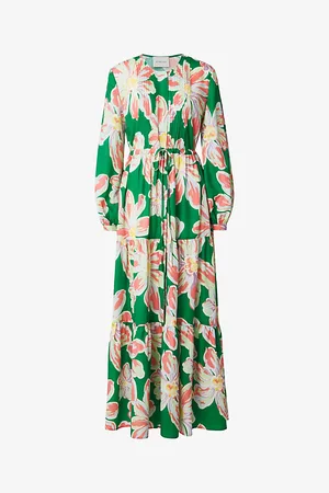 By Malina Casey Floral-print Long-sleeve Woven Maxi Dress