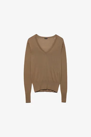 Joseph Long-sleeved Round-neck Cotton and Silk Top