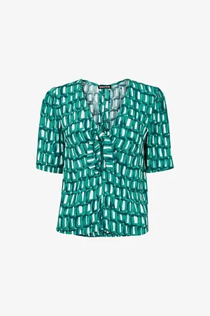 Whistles Linked Smudge Tie-front Woven Top