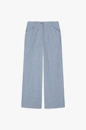 LK Bennett Gene Stripe-pattern Wide-leg Mid-rise Stretch-woven Trousers