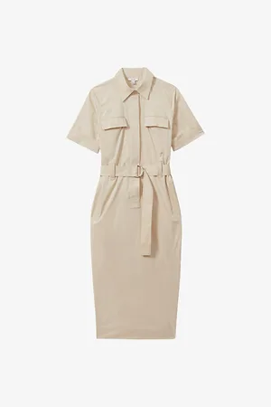 Reiss Aimie Utility Stretch Cotton-blend Midi Dress
